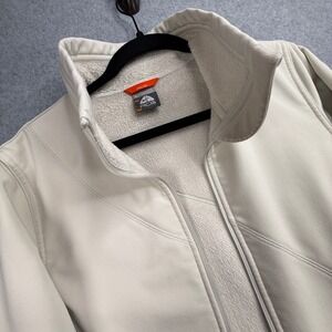Nike ACG Softshell Jacket Womens Large Cream Beige Fleece Lined Full Zip Outdoor
